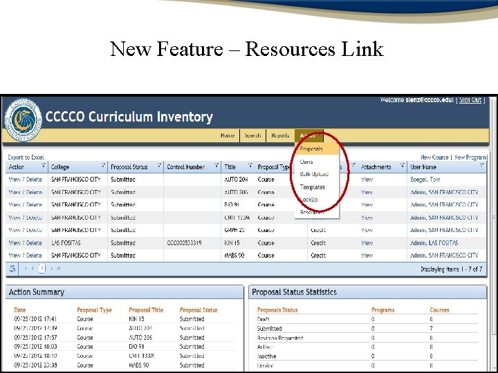 New Feature – Resources Link CALIFORNIA COMMUNITY COLLEGES CHANCELLOR’S OFFICE 