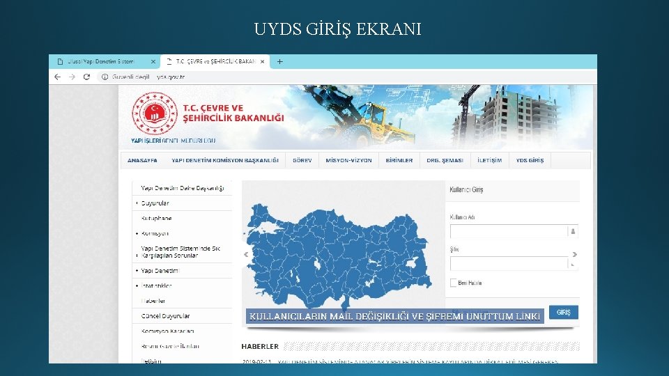 UYDS GİRİŞ EKRANI 