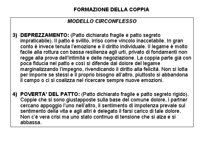 FORMAZIONE DELLA COPPIA MODELLO CIRCONFLESSO 3) DEPREZZAMENTO: (Patto dichiarato fragile e patto segreto impraticabile).