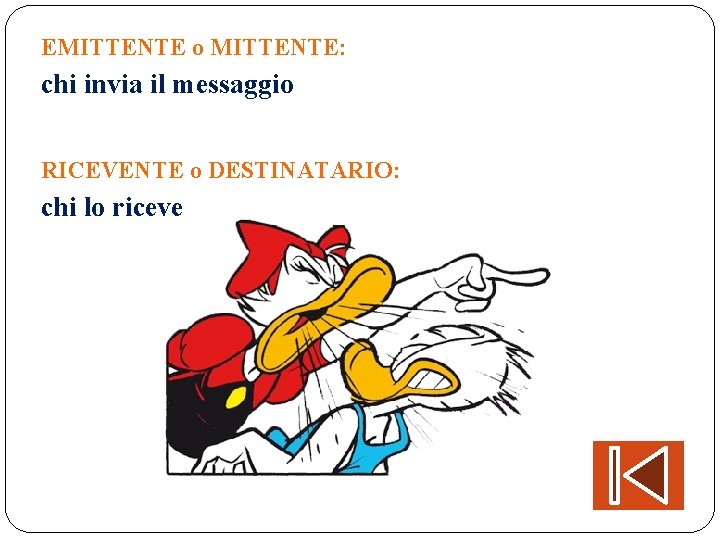 EMITTENTE o MITTENTE: chi invia il messaggio RICEVENTE o DESTINATARIO: chi lo riceve EMITTENTE o MITTENTE: chi invia il messaggio RICEVENTE o DESTINATARIO: chi lo riceve