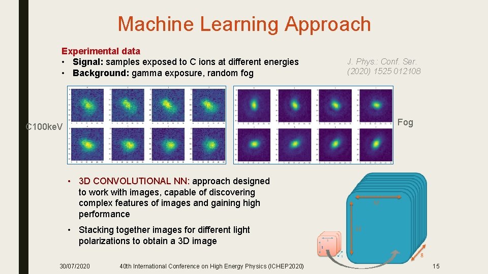 Machine Learning Approach Experimental data • Signal: samples exposed to C ions at different