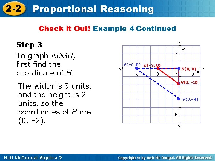 2 -2 Proportional Reasoning Check It Out! Example 4 Continued Step 3 To graph