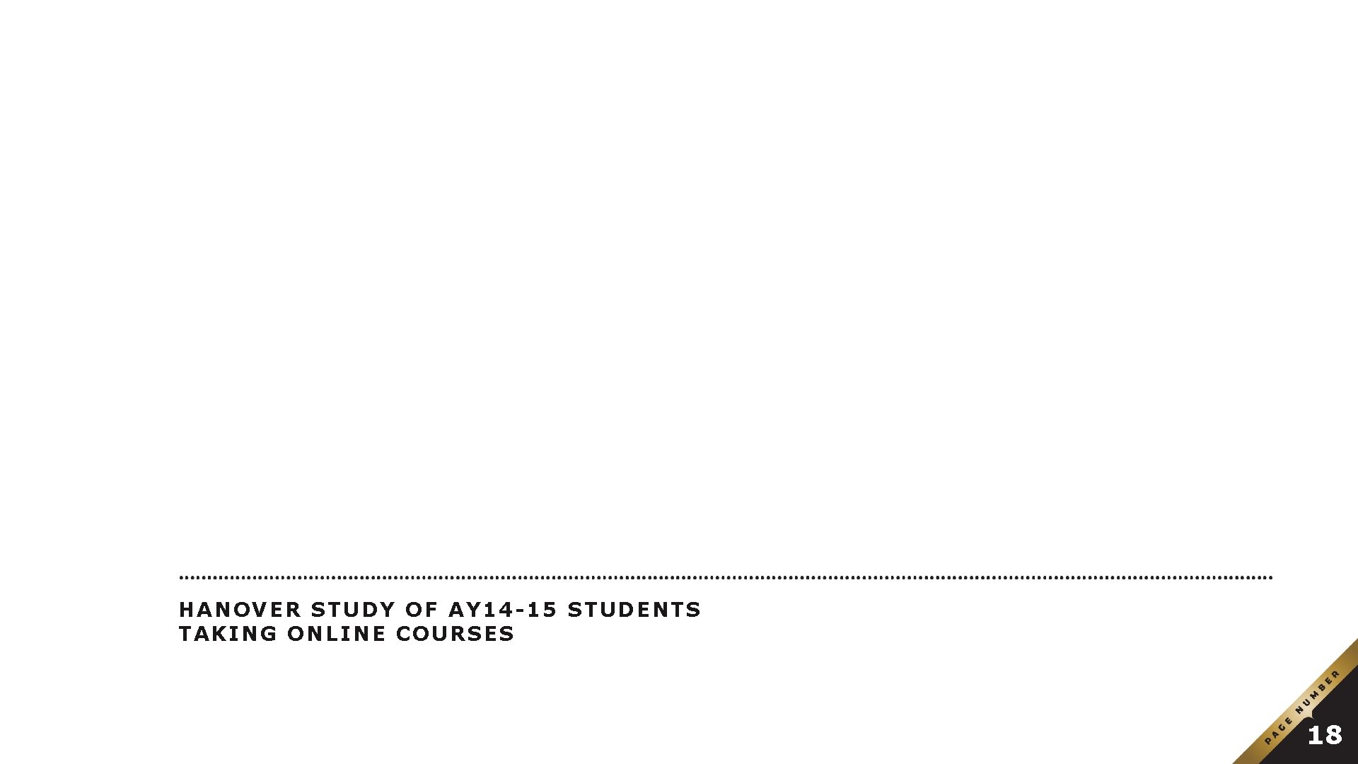 Online Student Satisfaction HANOVER STUDY OF AY 14 -15 STUDENTS TAKING ONLINE COURSES 18
