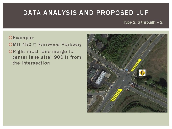 DATA ANALYSIS AND PROPOSED LUF Type 2: 3 through – 2 Example: MD 450