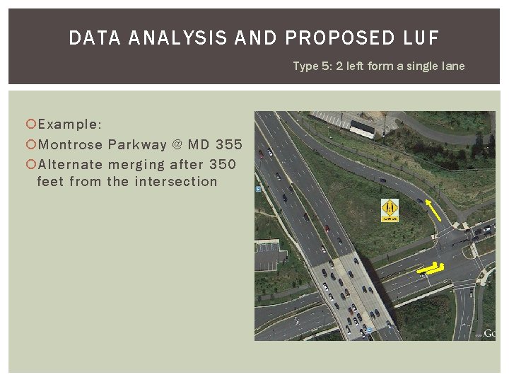 DATA ANALYSIS AND PROPOSED LUF Type 5: 2 left form a single lane Example: