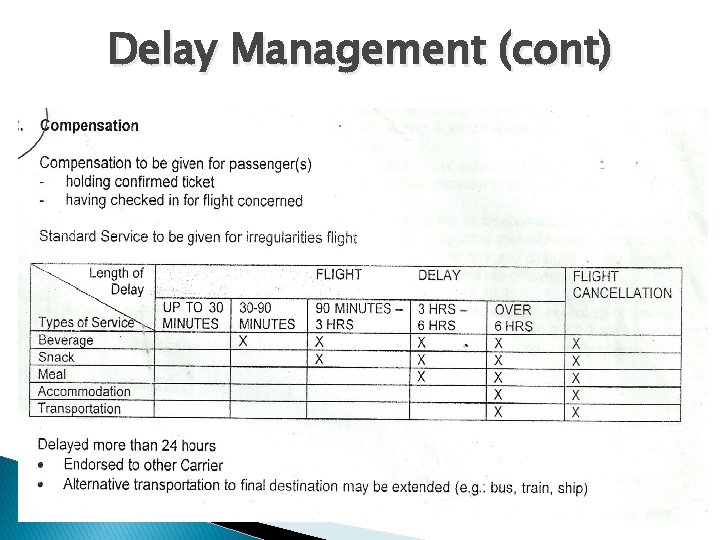 Delay Management (cont) 