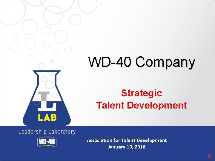WD-40 Company Strategic Talent Development Association for Talent Development January 19, 2016 