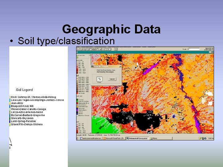 Geographic Data • Soil type/classification 