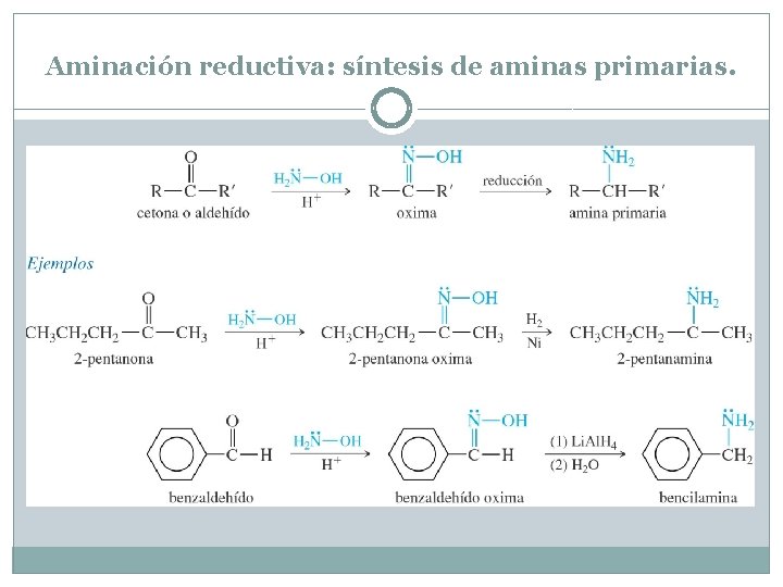 Aminación reductiva: síntesis de aminas primarias. 
