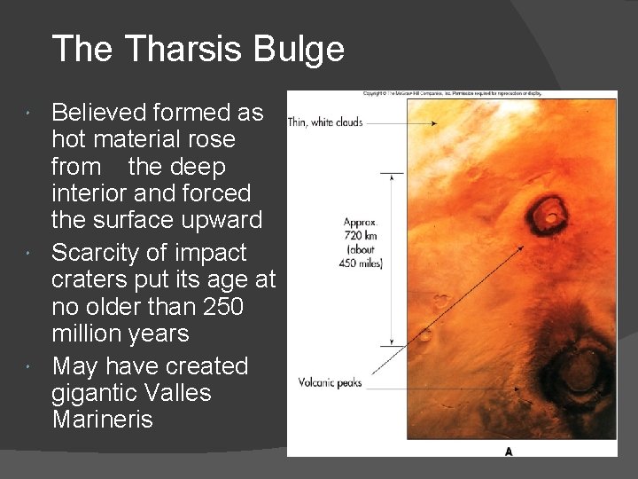 The Tharsis Bulge Believed formed as hot material rose from the deep interior and The Tharsis Bulge Believed formed as hot material rose from the deep interior and