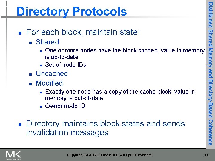 n For each block, maintain state: n Shared n n Uncached Modified n n