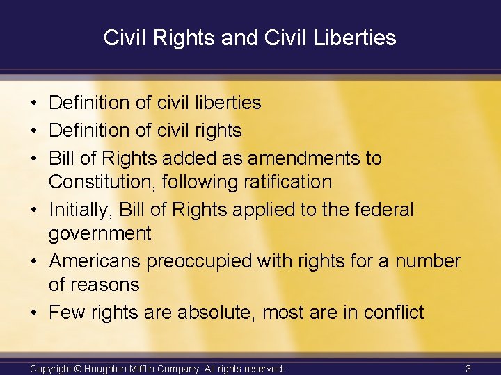 Civil Rights and Civil Liberties • Definition of civil liberties • Definition of civil