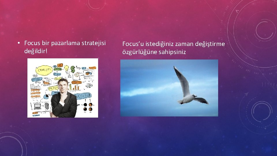  • Focus bir pazarlama stratejisi değildir! Focus’u istediğiniz zaman değiştirme özgürlüğüne sahipsiniz 