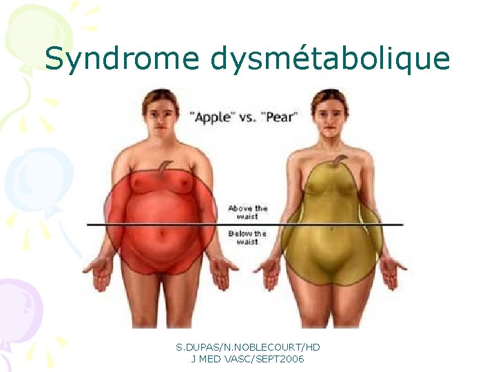Syndrome dysmétabolique S. DUPAS/N. NOBLECOURT/HD J MED VASC/SEPT 2006 