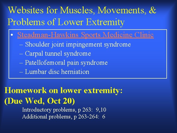 Websites for Muscles, Movements, & Problems of Lower Extremity • Steadman-Hawkins Sports Medicine Clinic