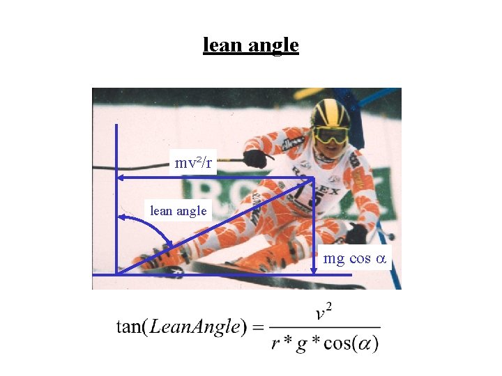 lean angle mv²/r lean angle mg cos 