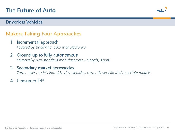 The Future of Auto Driverless Vehicles Makers Taking Four Approaches 1. Incremental approach Favored