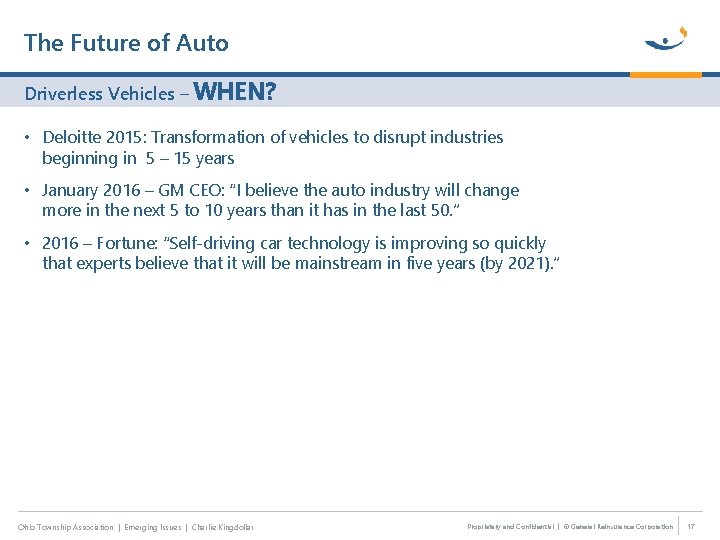 The Future of Auto Driverless Vehicles – WHEN? • Deloitte 2015: Transformation of vehicles