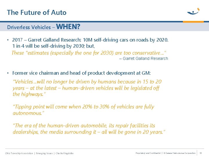 The Future of Auto Driverless Vehicles – WHEN? • 2017 – Garret Galland Research: