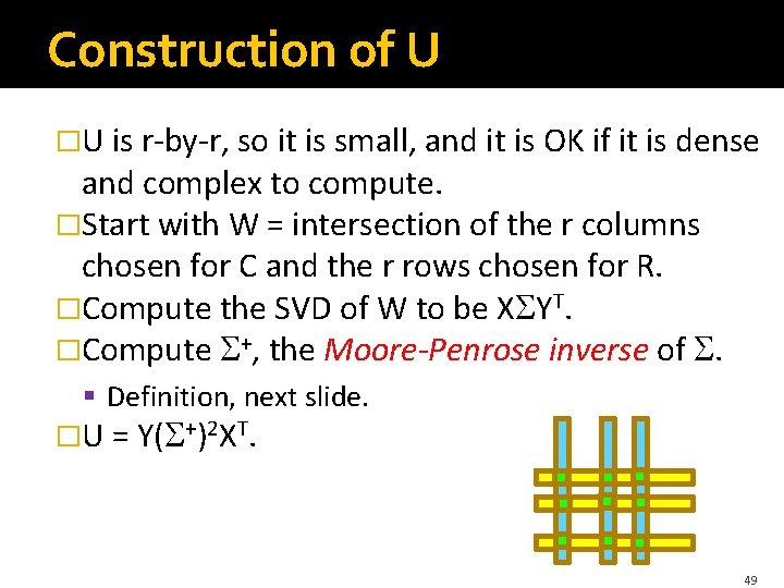 Construction of U �U is r-by-r, so it is small, and it is OK