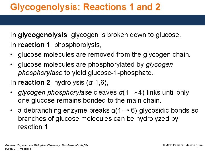 Glycogenolysis: Reactions 1 and 2 In glycogenolysis, glycogen is broken down to glucose. In