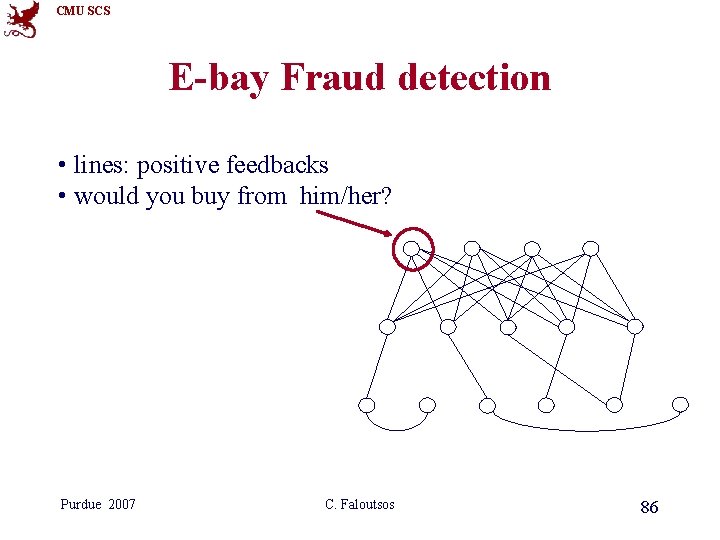 CMU SCS E-bay Fraud detection • lines: positive feedbacks • would you buy from CMU SCS E-bay Fraud detection • lines: positive feedbacks • would you buy from