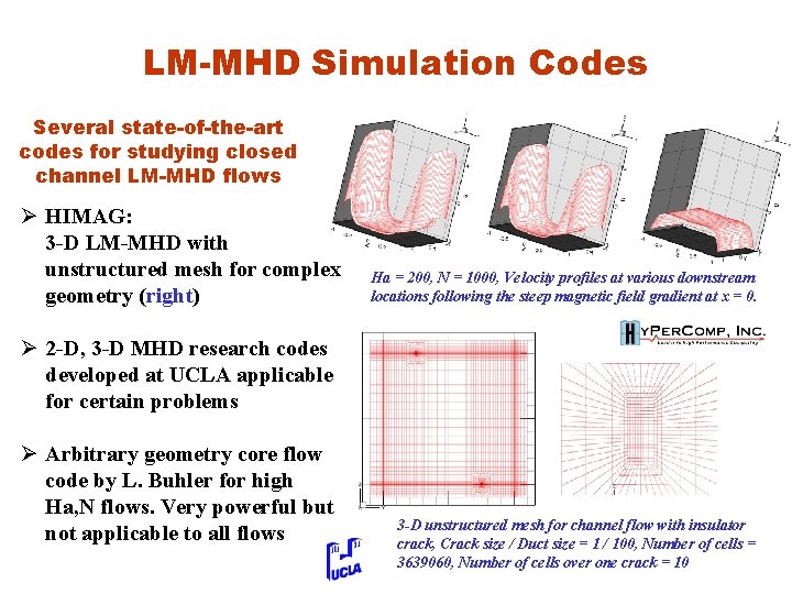 LM-MHD Simulation Codes Several state-of-the-art codes for studying closed channel LM-MHD flows Ø HIMAG: