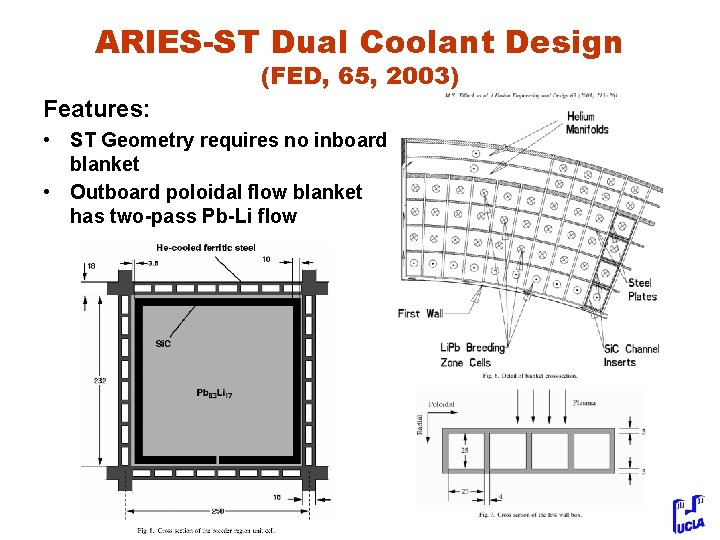 ARIES-ST Dual Coolant Design (FED, 65, 2003) Features: • ST Geometry requires no inboard