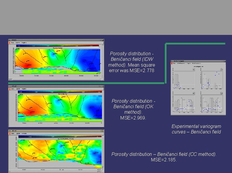 Porosity distribution Beničanci field (IDW method). Mean square error was MSE=2. 778 Porosity distribution