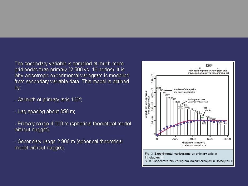 The secondary variable is sampled at much more grid nodes than primary (2 500