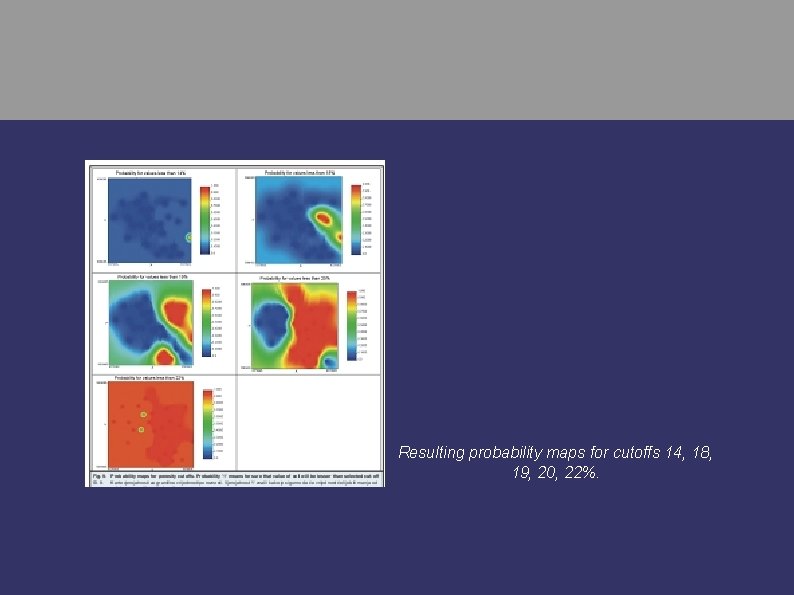 Resulting probability maps for cutoffs 14, 18, 19, 20, 22%. 