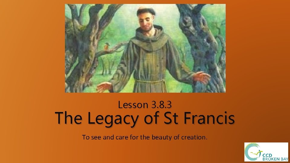 Lesson 3. 8. 3 The Legacy of St Francis To see and care for