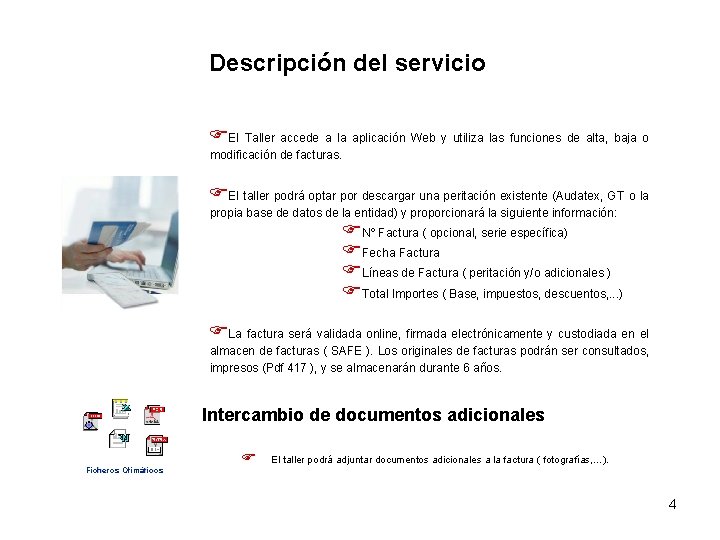 Descripción del servicio FEl Taller accede a la aplicación Web y utiliza las funciones Descripción del servicio FEl Taller accede a la aplicación Web y utiliza las funciones