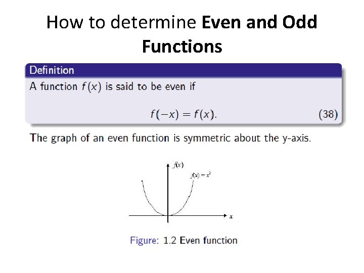 How to determine Even and Odd Functions 