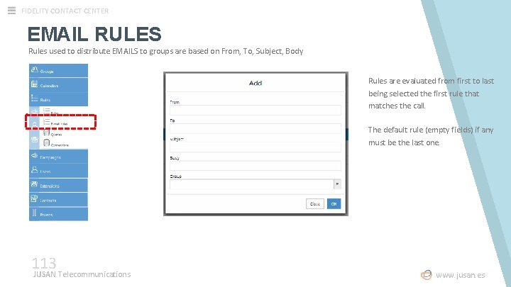 FIDELITY CONTACT CENTER EMAIL RULES Rules used to distribute EMAILS to groups are based