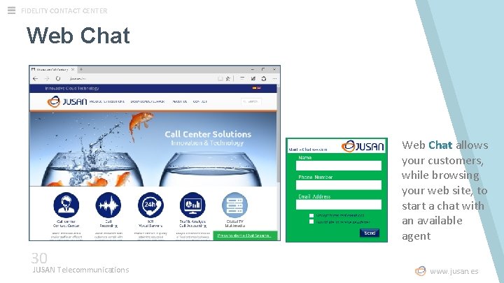 FIDELITY CONTACT CENTER Web Chat www. jusan. es Web Chat allows your customers, while