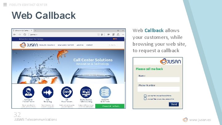 FIDELITY CONTACT CENTER Web Callback allows your customers, while browsing your web site, to