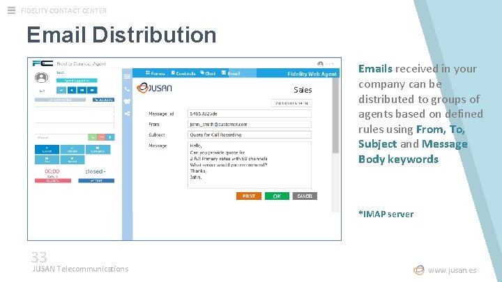 FIDELITY CONTACT CENTER Email Distribution Sales Emails received in your company can be distributed