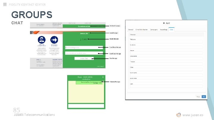 FIDELITY CONTACT CENTER GROUPS CHAT 85 JUSAN Telecommunications www. jusan. es 
