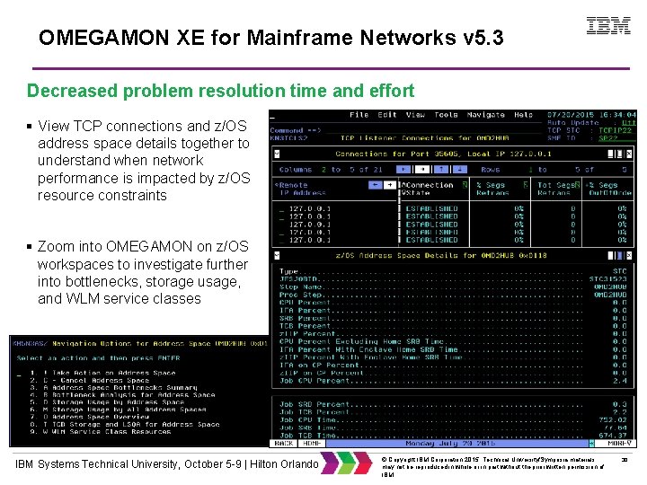 OMEGAMON XE for Mainframe Networks v 5. 3 Decreased problem resolution time and effort