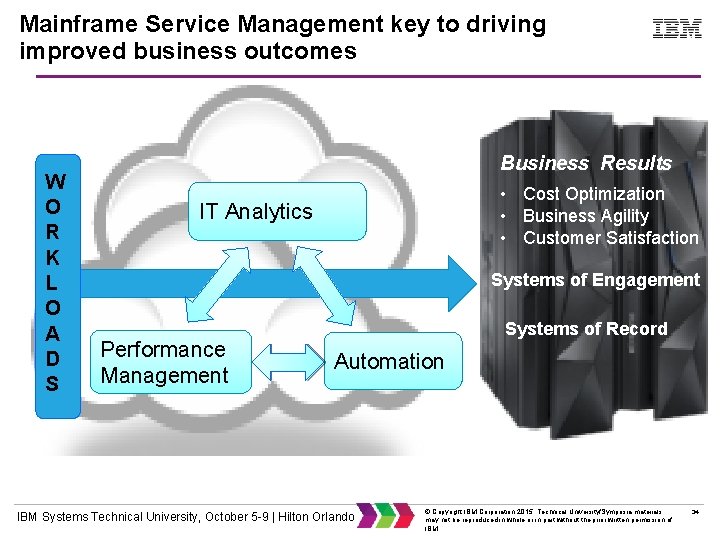 Mainframe Service Management key to driving improved business outcomes W O R K L