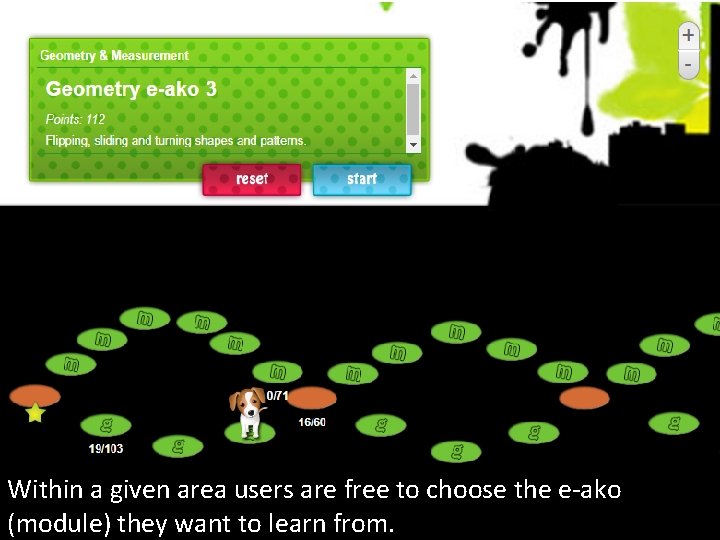 Within a given area users are free to choose the e-ako (module) they want