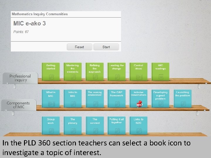 In the PLD 360 section teachers can select a book icon to investigate a