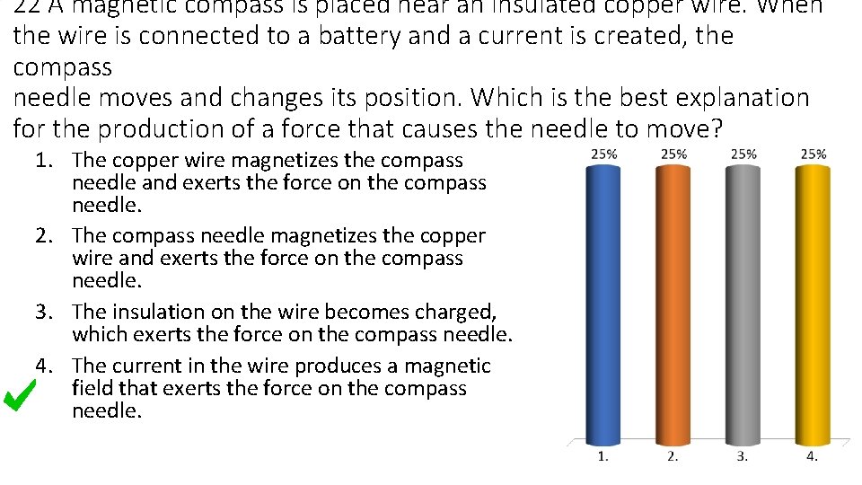 22 A magnetic compass is placed near an insulated copper wire. When the wire