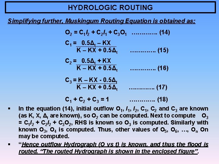 HYDROLOGIC ROUTING Preamble The flood in River can