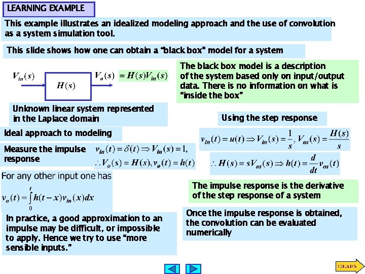 LEARNING EXAMPLE This example illustrates an idealized modeling approach and the use of convolution