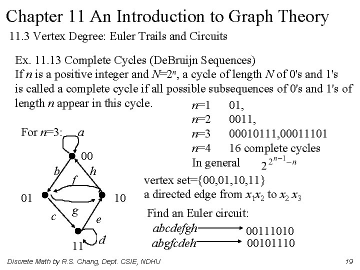 Chapter 11 An Introduction to Graph Theory 11. 3 Vertex Degree: Euler Trails and