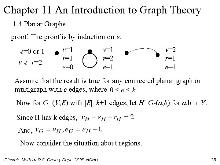 Chapter 11 An Introduction to Graph Theory 11. 4 Planar Graphs proof: The proof