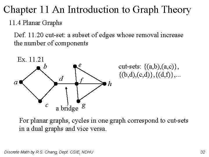 Chapter 11 An Introduction to Graph Theory 11. 4 Planar Graphs Def. 11. 20