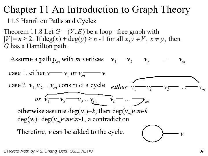 Chapter 11 An Introduction to Graph Theory 11. 5 Hamilton Paths and Cycles Assume